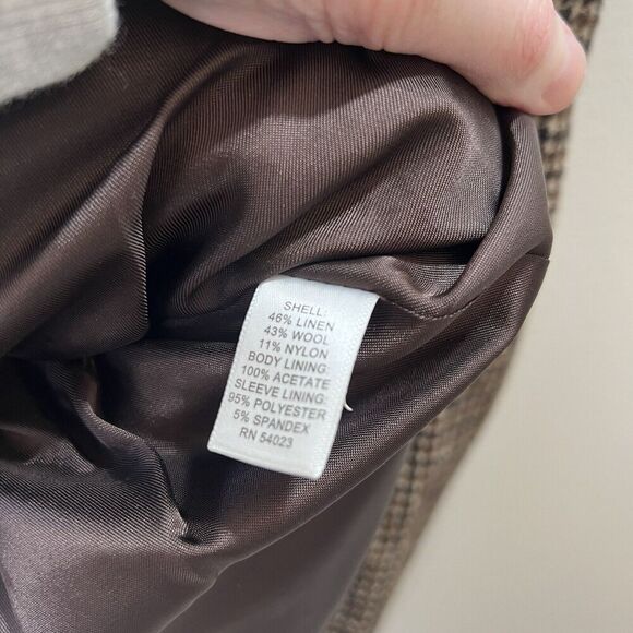 Banana Republic Women’s Wool Blend Houndstooth Blazer Size S 2 Brown Britishcore - Picture 5 of 9